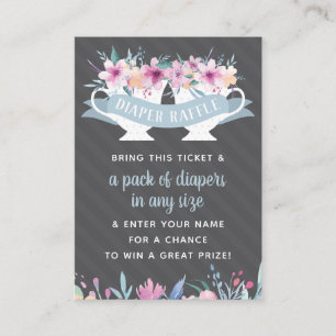 Diaper Raffle Ticket, Tea Party Baby shower Visitekaartje