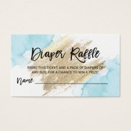 DIAPER RAFFLE Ticket Waterverf Blue Baby shower Visitekaartje