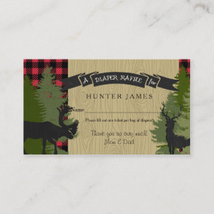 Diaper Raffle Ticket Woodland Deer Antler Baby Boy Informatiekaartje