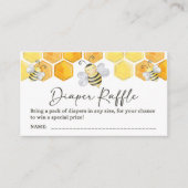 Diaper Raffle Ticket Yellow Honey Bee Theme Informatiekaartje (Voorkant)