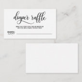 DIAPER RAFFLE Ticket zwart-wit Baby shower Informatiekaartje (Voorkant / Achterkant)