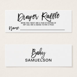DIAPER RAFFLE Ticket Zwart Wit Baby shower Mini Visitekaartjes