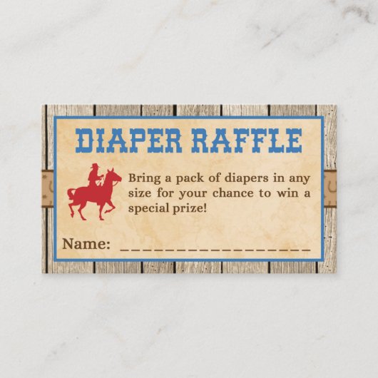 Diaper Raffle Tickets Cowboy Westerne Shower Informatiekaartje (Voorkant)