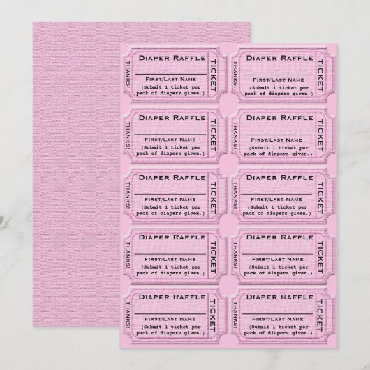 Diaper Raffle Tickets Cute Baby shower Kaart (Voorkant / Achterkant)