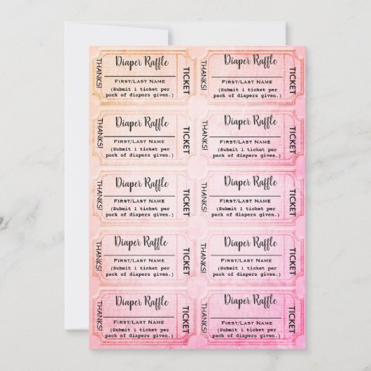 Diaper Raffle Tickets Cute Rainbow Baby shower Kaart (Voorkant)