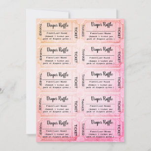Diaper Raffle Tickets Cute Rainbow Baby shower Kaart