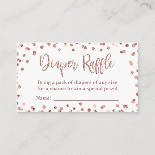 Diaper Raffle Tickets Roos Gold Glitter Confetti Informatiekaartje (Voorkant)