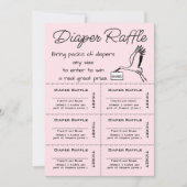 Diaper Raffle Tickets Roze Uitnodiging (Voorkant)