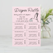 Diaper Raffle Tickets Roze Uitnodiging (Staand voorkant)