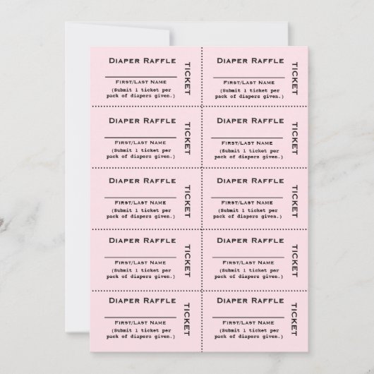Diaper Raffle Tickets Roze Uitnodiging (Voorkant)
