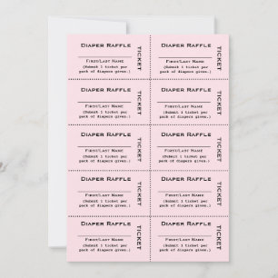 Diaper Raffle Tickets Roze Uitnodiging