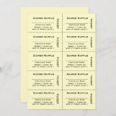 Diaper Raffle Tickets Yellow Invitation Kaart (Voorkant / Achterkant)