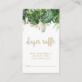 Diaper Raffle Tropical Greenery Gold Baby shower Informatiekaartje (Voorkant)