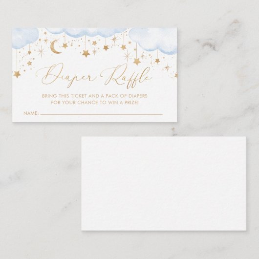 Diaper Raffle Twinkle Star Baby shower Blue Informatiekaartje (Voorkant / Achterkant)