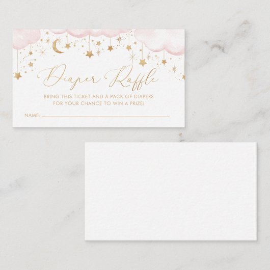 Diaper Raffle Twinkle Star Baby shower Roze Informatiekaartje (Voorkant / Achterkant)