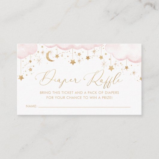 Diaper Raffle Twinkle Star Baby shower Roze Informatiekaartje (Voorkant)