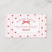 Diaper raffle Valentines Bow heart Baby Shower Informatiekaartje (Voorkant)