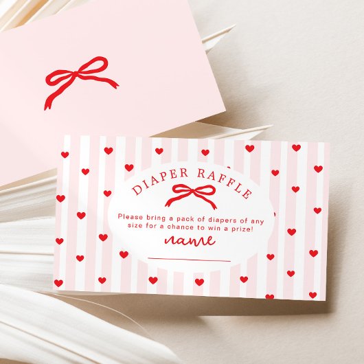 Diaper raffle Valentines Bow heart Baby Shower Informatiekaartje