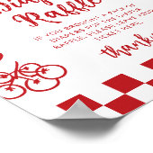 Diaper raffle Whimsical Red Bow Pizza Baby Shower Poster (Hoek)