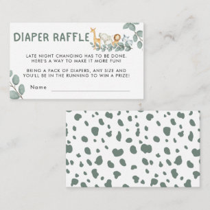 Diaper Raffle Wild One Zoo Animals Baby shower Informatiekaartje