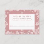 Diaper Raffle Winter Baby Shower Dusty Rose Pink Informatiekaartje (Voorkant)