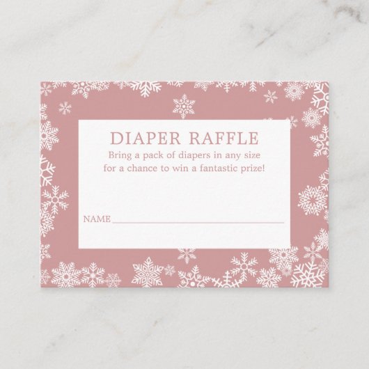 Diaper Raffle Winter Baby Shower Dusty Rose Pink Informatiekaartje (Voorkant)