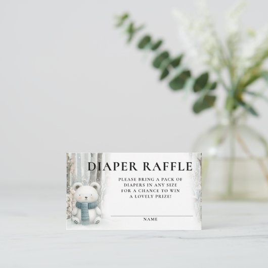 Diaper Raffle Winter Snow Woodlands Baby Shower Informatiekaartje (Staand voorkant)