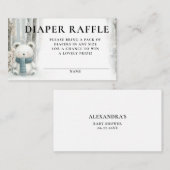 Diaper Raffle Winter Snow Woodlands Baby Shower Informatiekaartje (Voorkant / Achterkant)