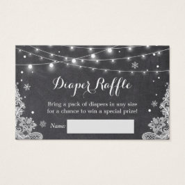 Diaper Raffle Winter Snowflakes String Lights Lace Visitekaartje