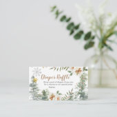 Diaper Raffle Winter White Floral Pine Trees Informatiekaartje (Staand voorkant)