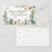 Diaper Raffle Winter White Floral Pine Trees Informatiekaartje (Voorkant / Achterkant)