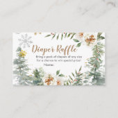 Diaper Raffle Winter White Floral Pine Trees Informatiekaartje (Voorkant)