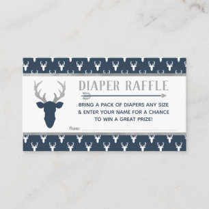 Diaper Raffle, Woodland Deer, Navy, Grey Informatiekaartje