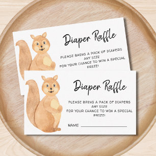 Diaper Raffle Woodland Squirrel Baby shower Enclos Informatiekaartje