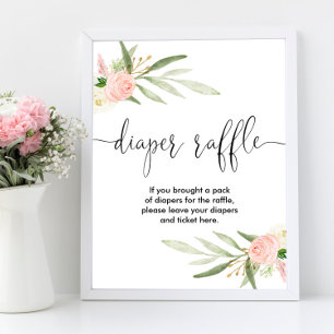 Diaper-rafflebord roze groen goud elegant poster