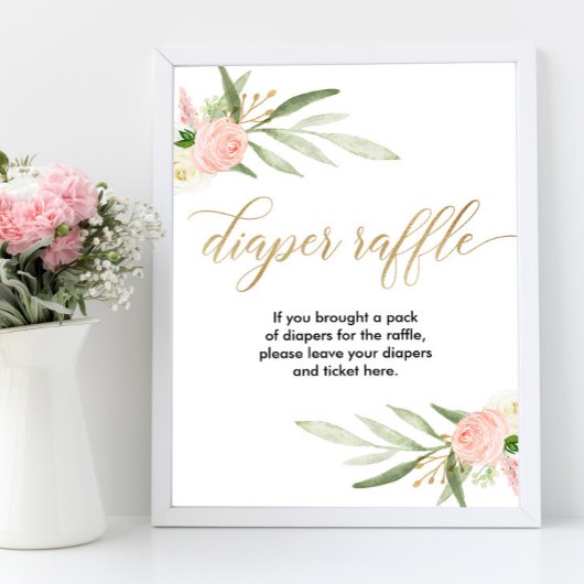 Diaper-rafflebord roze groen goud elegant poster