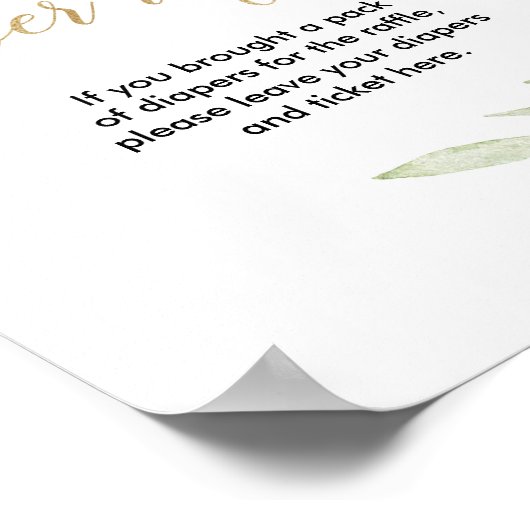 Diaper-rafflebord roze groen goud elegant poster (Hoek)