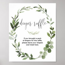 Diaper-rolbord baby shower greenery poster