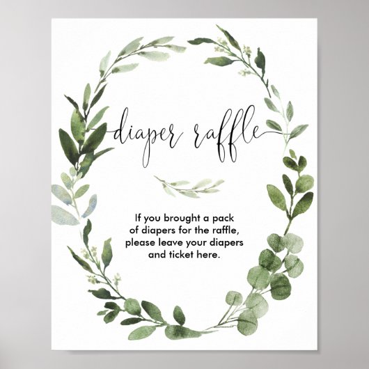 Diaper-rolbord baby shower greenery poster (Voorkant)