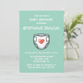 Diaper With A Red Heart Baby Shower Kaart (Staand voorkant)