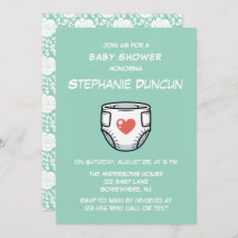 Diaper With A Red Heart Baby Shower