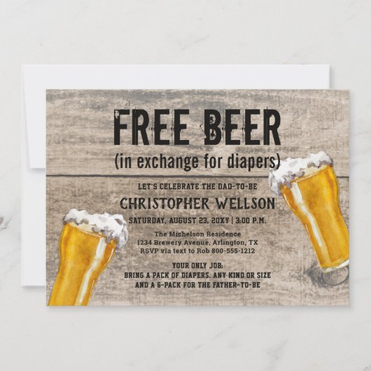 Diapers & Beer Pap Baby shower Party Kaart (Voorkant)