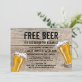 Diapers & Beer Pap Baby shower Party Kaart (Staand voorkant)