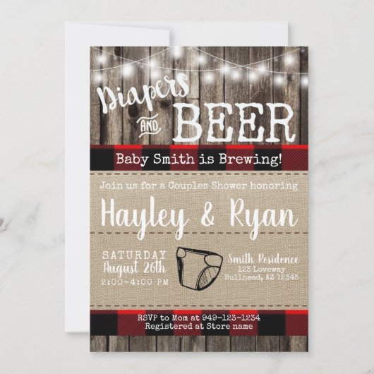 Diapers en biesbuffels met geplakte Baby Kaart (Voorkant)