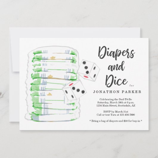 Diapers en Dice - Dapperfeest voor jongens/Mannen Kaart (Voorkant)
