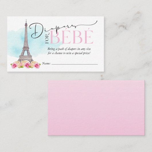 Diapers voor Bébé Diaper Raffle Insert Visitekaartje (Voorkant / Achterkant)