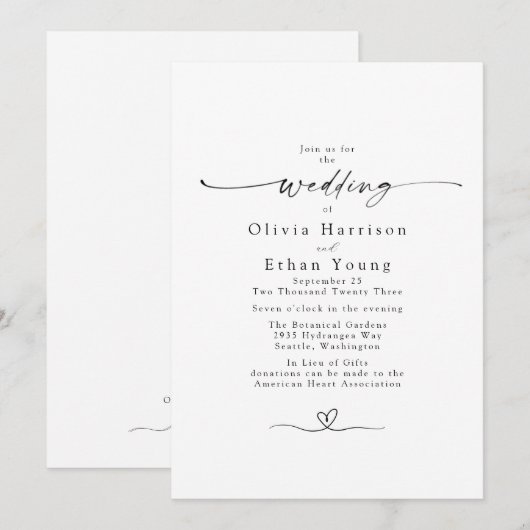 Diaphanie - Elegante bruiloft uitnodiging (Voorkant / Achterkant)