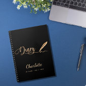 Diary black Gold elegant script name Notitieboek