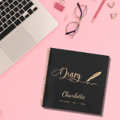 Diary black Gold elegant script name Notitieboek