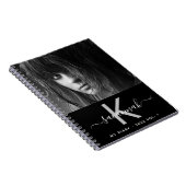 Diary foto black white monogram script notitieboek (Rechterzijde)